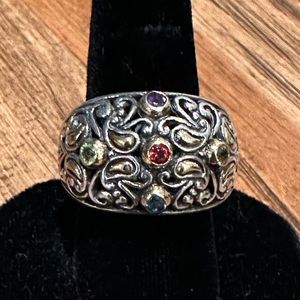 Large Samuel B Sterling Silver + 18K Filigree Ring size 8